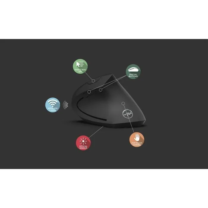 Mobility MOBILITY Souris ergonomique verticale sans fil 2.4GHz - Souris ergonomique pour bureau