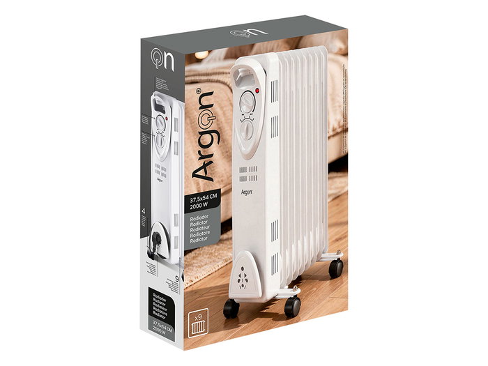 ARGON Radiateur à huile grand modèle 9 éléments 2000W Blanc