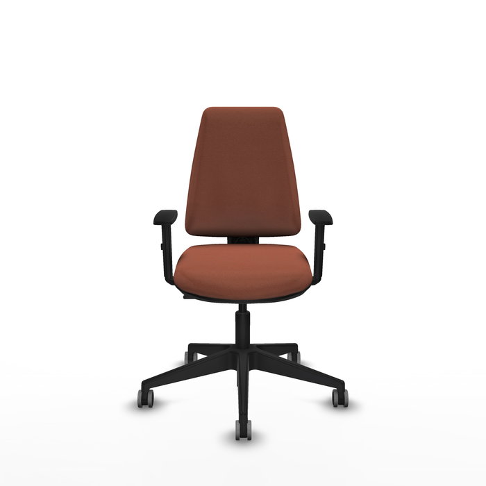 Chaise Elche Contact permament de base Tissu Marron Base pyramidale noire Accoudoir 1D Sans appui-tête Roulettes 65mm pour moquette Chaise Elche Contact permament de base Tissu Marron Base pyramidale noire Accoudoir 1D Sans appui-tête Roulettes 65mm pour moquette