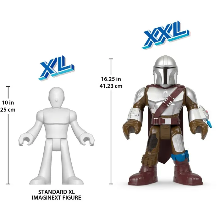 Fisher-Price Imaginext Figurine articulée XXL The Mandalorian Star Wars, 40 cm avec lanceur de projectile, HXT20