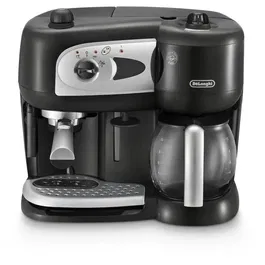 Delonghi BCO261B.1 Machine à café expresso et filtre combinée 15 bars, pour dosettes et café moulu, réservoir 1.3L, plaque chauffante, Noir et Blanc
