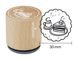 Woodies Tampon en bois et caoutchouc café et tarte 33x30mm