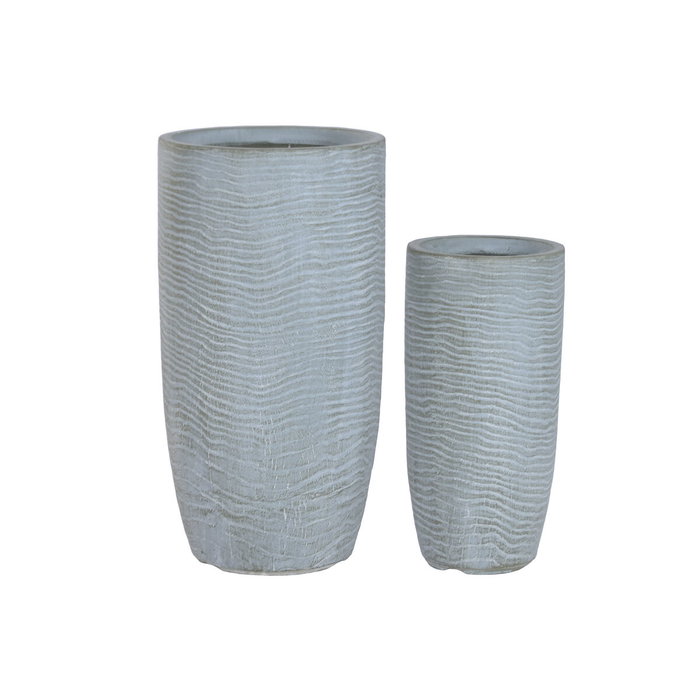 Home ESPRIT Set de 2 pots de fleurs Gris Fibre Magnésium 33 x 33 x 62 cm Home ESPRIT Set de 2 pots de fleurs Gris Fibre Magnésium 33 x 33 x 62 cm