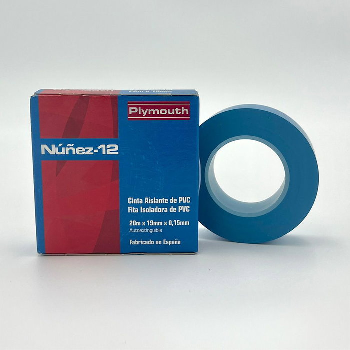 Nuñez-Plymouth Ruban isolant électrique PVC bleu 19 mm x 0,15 mm x 20 m Nuñez-Plymouth Ruban isolant électrique PVC bleu 19 mm x 0,15 mm x 20 m