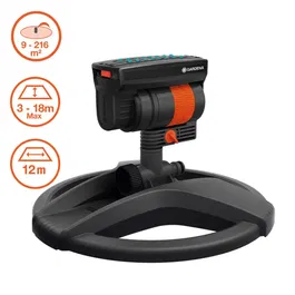 Gardena 18708-20 Arroseur oscillant AquaZoom Compact - Arrosage uniforme - Surface 216 m² - Portée 3 à 18 m - Résistant aux UV et au gel