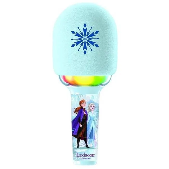Lexibook - Microphone Karaoké Reine des Neiges sans fil Bluetooth - 3 modes (Playback, Line-in, Bluetooth) et 4 effets vocaux - Rechargeable via USB-C - Pour enfants