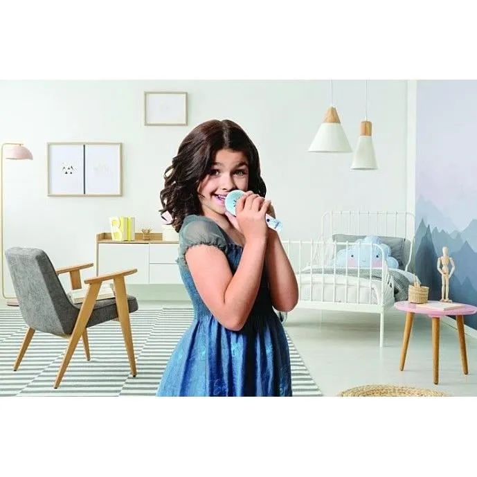 Lexibook - Microphone Karaoké Reine des Neiges sans fil Bluetooth - 3 modes (Playback, Line-in, Bluetooth) et 4 effets vocaux - Rechargeable via USB-C - Pour enfants