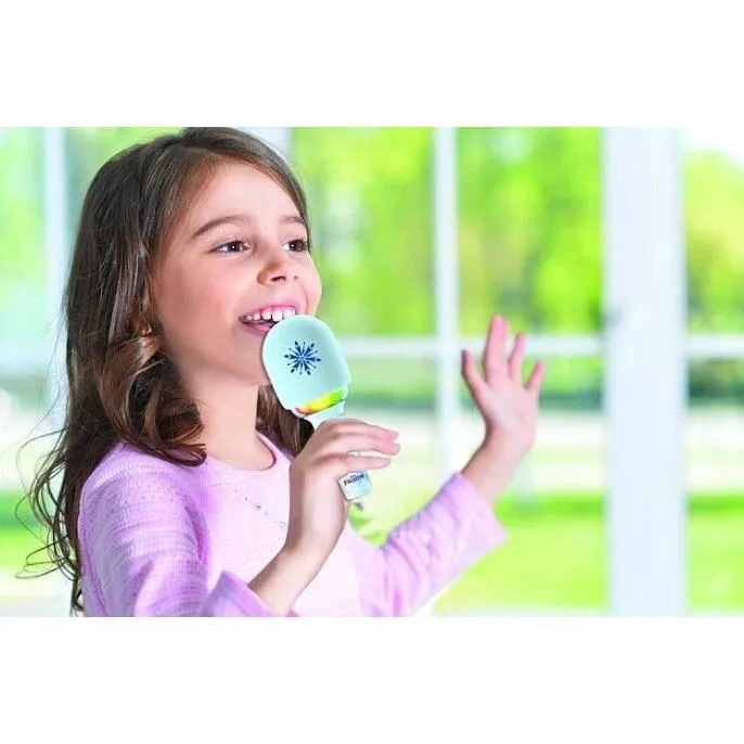 Lexibook - Microphone Karaoké Reine des Neiges sans fil Bluetooth - 3 modes (Playback, Line-in, Bluetooth) et 4 effets vocaux - Rechargeable via USB-C - Pour enfants