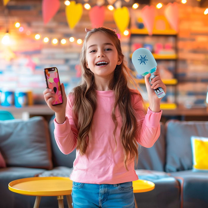 Lexibook - Microphone de karaoke sans fil pour enfants Frozen, avec haut-parleur intégré, effets LED et Bluetooth - Licence Disney - Modèle Mic280Fz