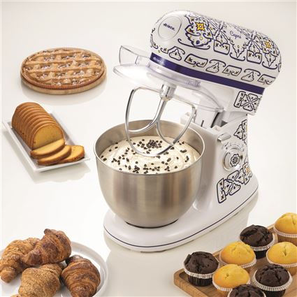 Ariete 1588 CAPRI Robot de cuisine multifonction avec bol inox, 10 vitesses et fonction pulse, jeu d'accessoires complet - Compact et fonctionnel