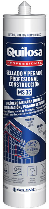 QUILOSA MS 35 TOTAL Sellador-adhesif de polymère MS, Noir, 300 ml QUILOSA MS 35 TOTAL Sellador-adhesif de polymère MS, Noir, 300 ml