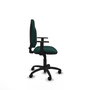 Chaise de bureau Algarra avec mécanisme de contact permanent de base, revêtue de similicuir vert bouteille. Équipée d'un piètement en polyamide noir, d'accoudoirs 1D et de roulettes en nylon de 50 mm