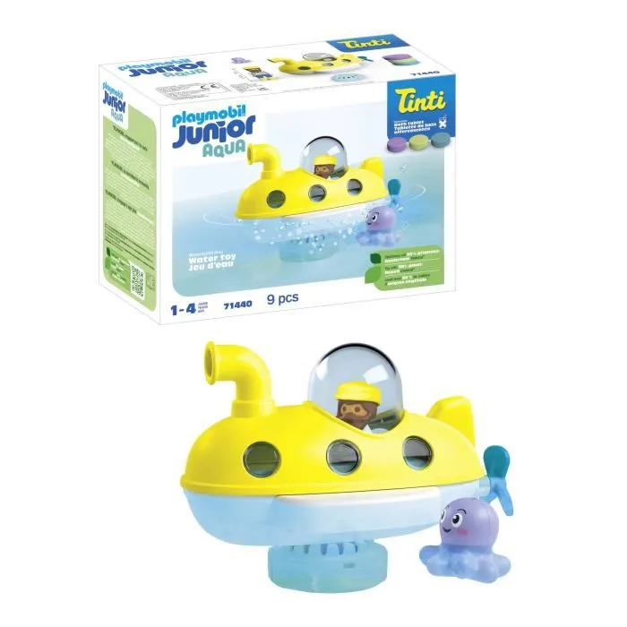 Playmobil 71440 Sous-marin avec plongeur AQUA Tinti, Jouet de bain junior, A partir de 12 mois