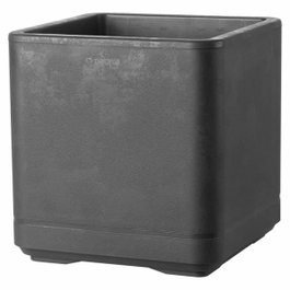 Deroma Pot de fleurs Cube Cosmo Anthracite avec réserve d'eau et roulettes, 38 x 39 cm