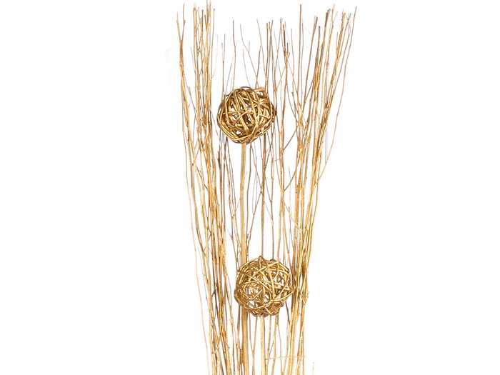 Giftdecor Ramillet 3 boules doré métallique décoration 14x100x12 cm matière végétale (Set de 24) Giftdecor Ramillet 3 boules doré métallique décoration 14x100x12 cm matière végétale (Set de 24)