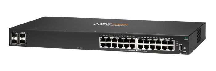 Hewlett Packard Enterprise Aruba CX 6000 Switch 24 ports Gigabit RJ45 avec 4 ports SFP, commutateur réseau managé PoE+ jusqu'à 370W pour PME