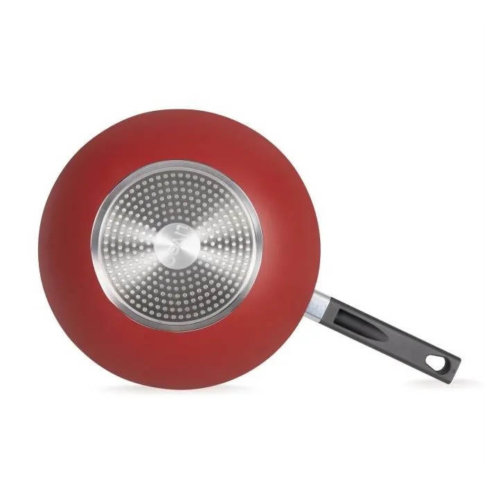 Livoo Wok MEP156R 32 cm Antiadhésif sans PFOA ni PFOS avec manche en silicone pour tous feux dont induction