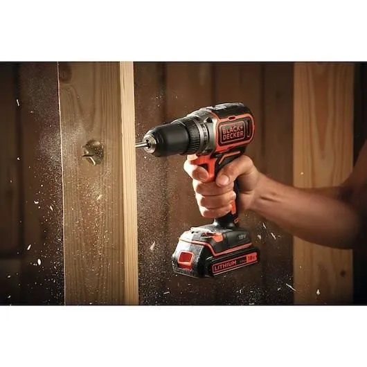 Black+Decker BL186K1B2-QW Perceuse Visseuse Sans Fil Brushless 18V Lithium 2Ah 1650 trs/min