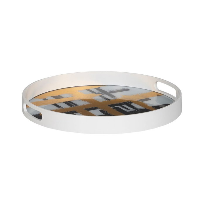 BigBuy Home Plateau apéritif Abstrait Blanc Noir Doré (Lot de 2) BigBuy Home Plateau apéritif Abstrait Blanc Noir Doré (Lot de 2)