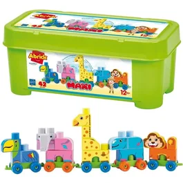 Ecoiffier Coffret de Briques Train du Zoo LES MAXI 7840 - 42 Pièces avec 5 Animaux Dont Éléphant à Tête Articulée - Jeu de Construction à Partir de 12 Mois
