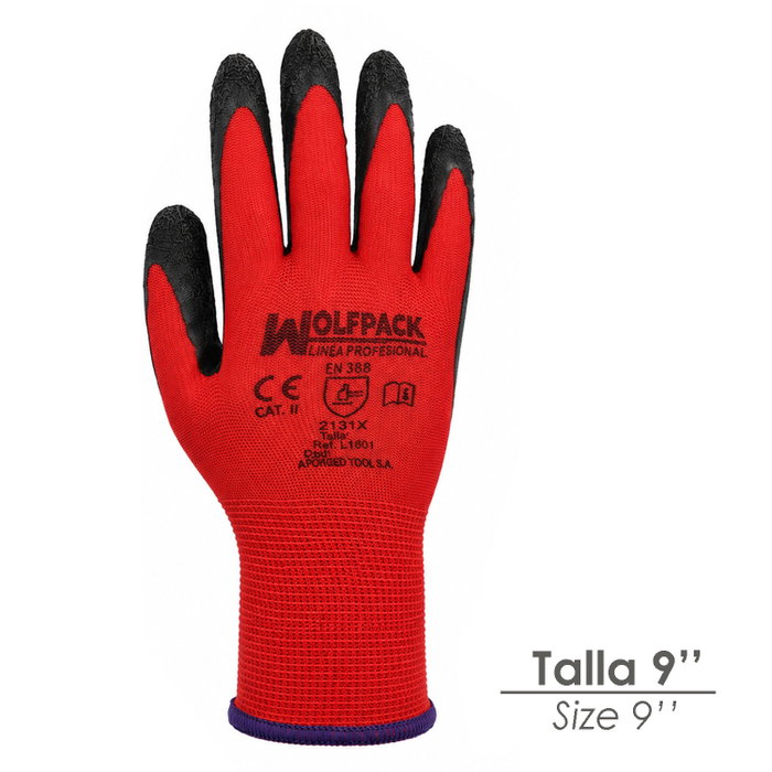 WOLFPACK LINEA PROFESIONAL Gants Latex / Nylon Gripflex Taille 9 inch