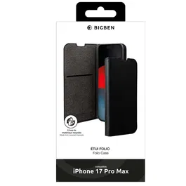 BBC Étui Folio de Protection pour iPhone 17 Pro Max - 65% GRS - Noir - Design Élégant et Pratique