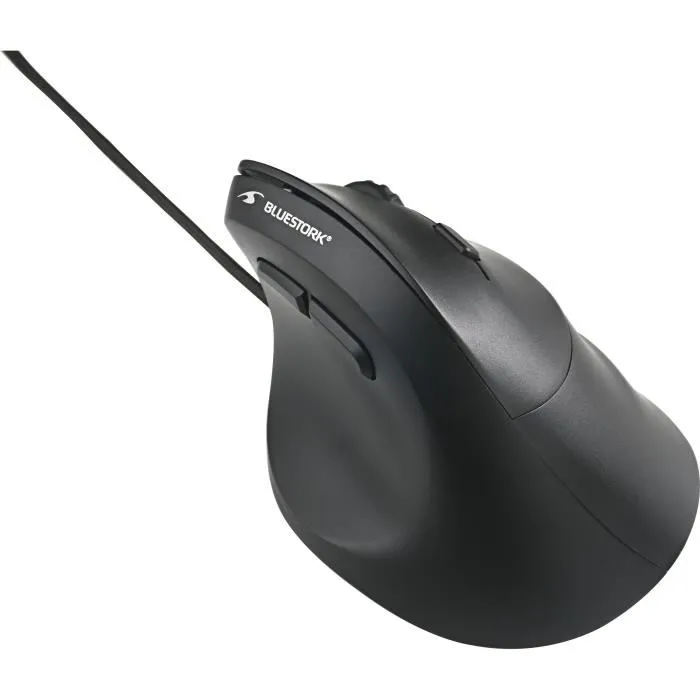 Bluestork ERGO LUMI FILAIRE - Souris filaire ergonomique verticale noir pour prévention du syndrome de la souris