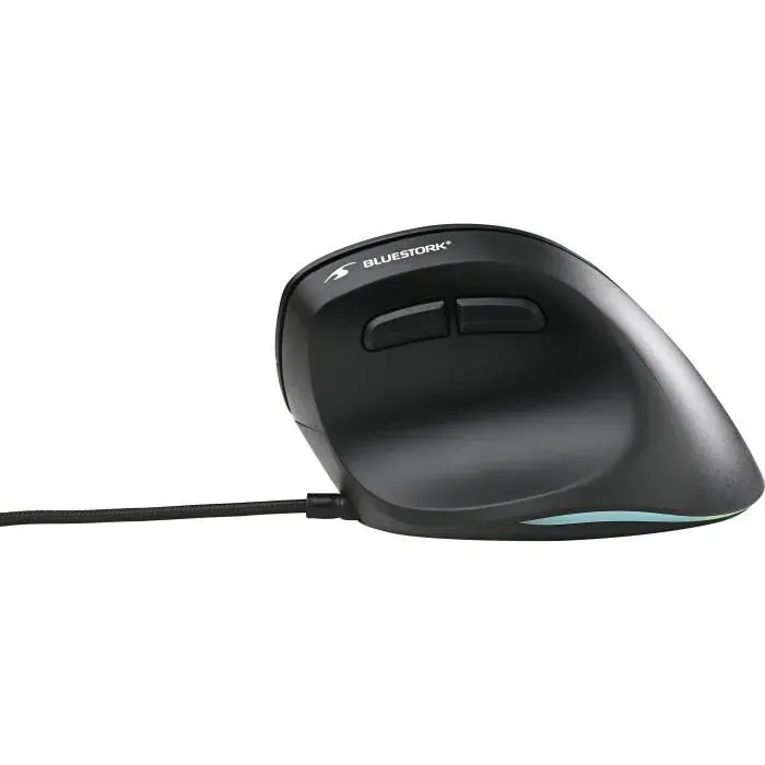 Bluestork ERGO LUMI FILAIRE - Souris filaire ergonomique verticale noir pour prévention du syndrome de la souris