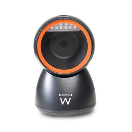 Ewent EW3450 Lecteur de codes-barres 2D omnidirectionnel USB Plug and Play sans fil, compatible 1D/2D/QR, mode mains libres, écran, IP52