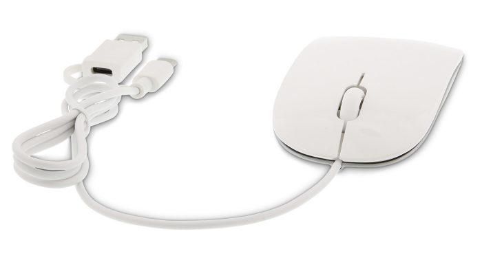 LMP Easy Mouse Souris Optique USB-C & USB-A avec Double Connectique, Capteur IR 1600 dpi, Boîtier Aluminium Argenté, Conception 2 Boutons LMP Easy Mouse Souris Optique USB-C & USB-A avec Double Connectique, Capteur IR 1600 dpi, Boîtier Aluminium Argenté, Conception 2 Boutons