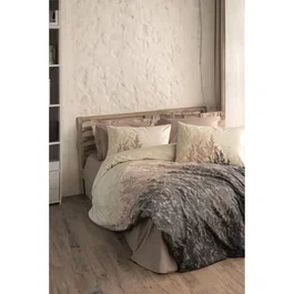 Ensemble de literie, housse de couette 220 x 240 cm + 2 taies d'oreiller 60 x 60 cm, 100% coton renforcé, beige, idéal King Size