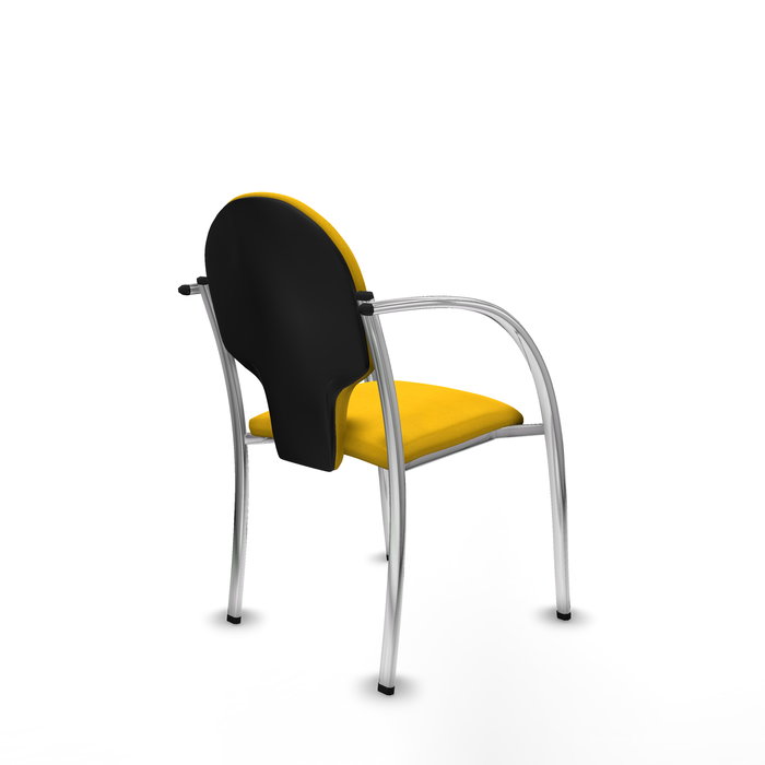 Silla Hellín tapizada con Tela color Amarillo. Brazos fijos Silla Hellín tapizada con Tela color Amarillo. Brazos fijos