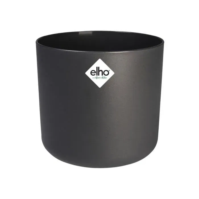 ELHO Cache-pot intérieur rond B.for Soft Noir - Diamètre 35 cm, Hauteur 32 cm - Design doux et arrondi - 100% recyclé - Étanche pour surfaces délicates