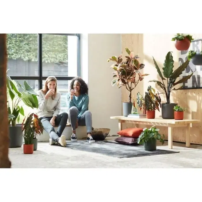 ELHO Cache-pot intérieur rond B.for Soft Noir - Diamètre 35 cm, Hauteur 32 cm - Design doux et arrondi - 100% recyclé - Étanche pour surfaces délicates