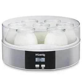 H.Koeing ELY70 Yaourtière électrique programmable (15h) - 7 pots de 160 ml - 15W - Pour yaourts au lait, végétal, aromatisés ou à boire