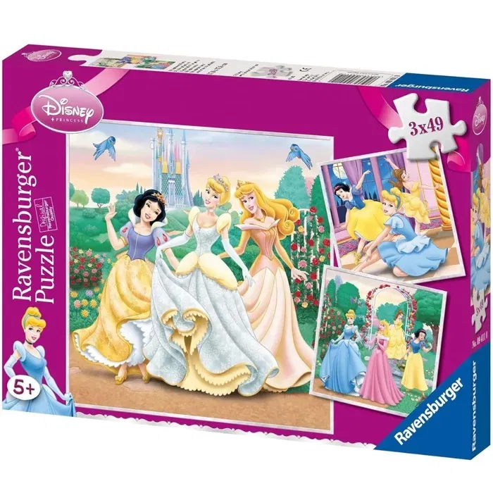 Ravensburger Puzzles Disney Princesses - Lot de 3 puzzles de 49 pièces - Poster taille réelle inclus - Jeu éducatif pour enfants dès 5 ans