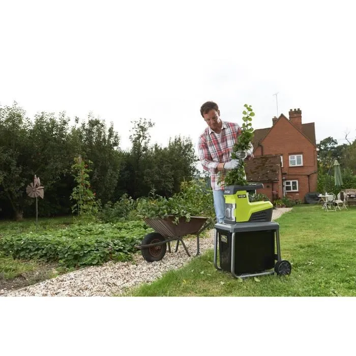 Ryobi RSH3045U Broyeur de végétaux 3000 W silencieux - Capacité de broyage 45 mm, bac collecteur 55 L
