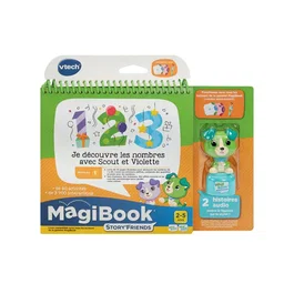 VTech Magibook Story'Friends - Livre éducatif interactif, J'apprends les nombres avec Scout et Violette + figurine, 32 pages, pour enfants de 2 à 5 ans