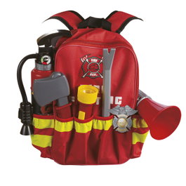 Tachan Mochila de pompier avec 6 accessoires jeu symbolique à partir de 3 ans