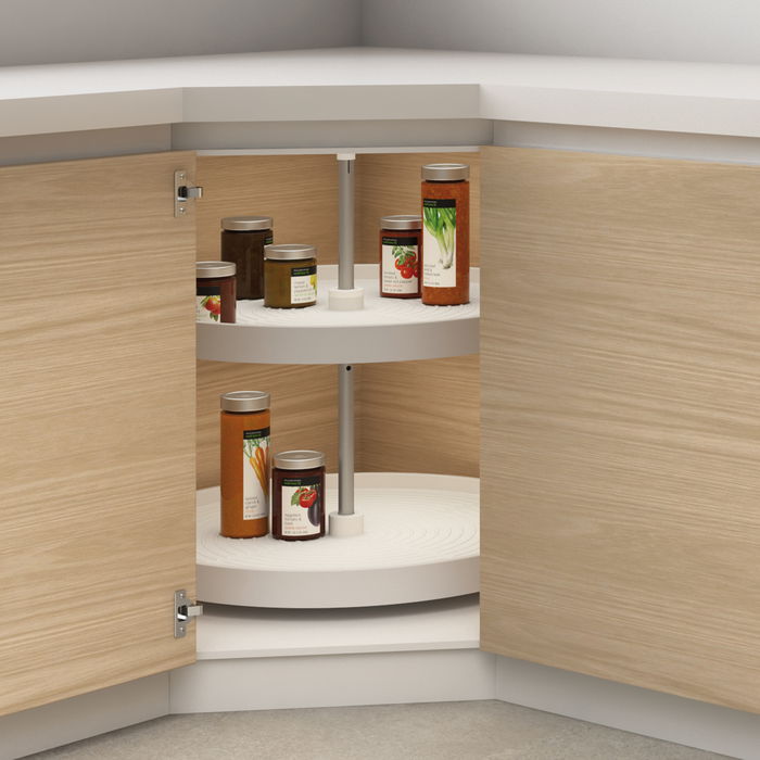 Emuca Jeu de plateaux circulaires Shelvo pour meuble de cuisine, pour module de 800 mm, plastique et aluminium, blanc