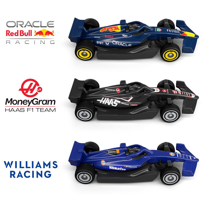 Mattel - Hot Wheels - Circuit de course F1 motorisé avec 3 voitures - Référence JDY16 - Jeu de circuit pour enfants +5 ans avec designs d'équipes Red Bull, Haas, Williams