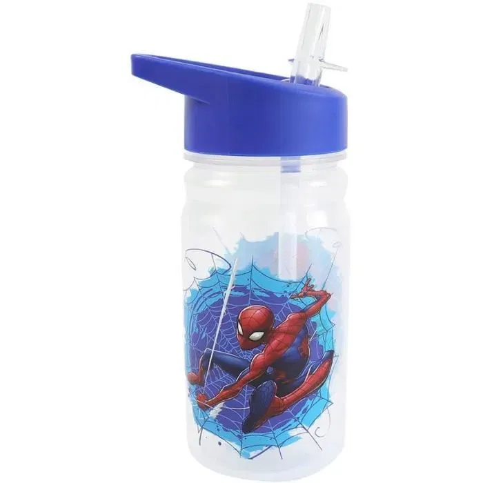 Fun House - Lot de 6 pièces de vaisselle pour enfant Spider-Man - Assiette 22 cm, assiette 16 cm, couverts, verre, gourde et boîte à goûter