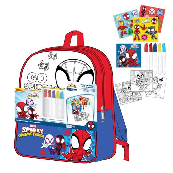 Cerdá DIY Set Mochila Spidey 30.0 x 38.0 x 14.0 cm - Sac à dos - Recommandé dès 3 ans - Rouge