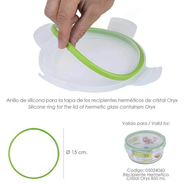 ORYX Anneau en Silicone pour Récipient Hermétique en Verre Rond 850 ml