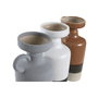 DKD Home Decor Lot de 3 Vases en Porcelaine Blanc, Gris et Terre cuite