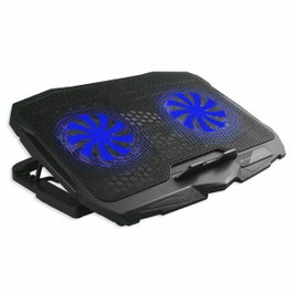 Conceptronic Thana07B Support de refroidissement pour ordinateur portable 17 pouces, 2 ventilateurs LED bleu, Noir