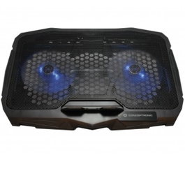 Conceptronic Thana07B Support de refroidissement pour ordinateur portable 17 pouces, 2 ventilateurs LED bleu, Noir
