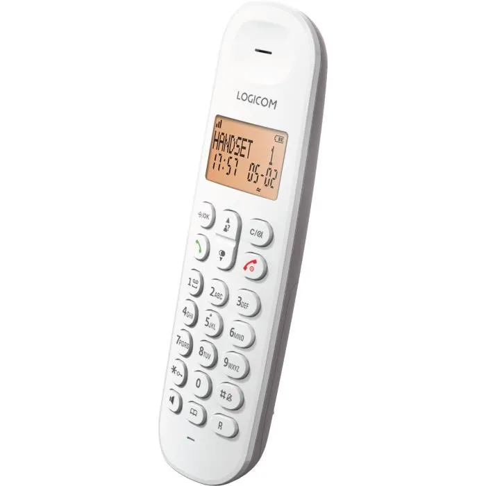 Logicom ILOA 155T SOLO Téléphone fixe sans fil DECT avec répondeur, mains libres et mémoire d'appel - Couleur taupe