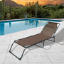 Marbueno SUMMER 10001X2 Pack de 2 Tumbona Pliable Acier Marron 190x58x27 cm pour Jardin et Piscine