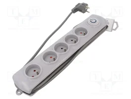 QOLTEC Bloc multiprise parafoudre 5 prises gris